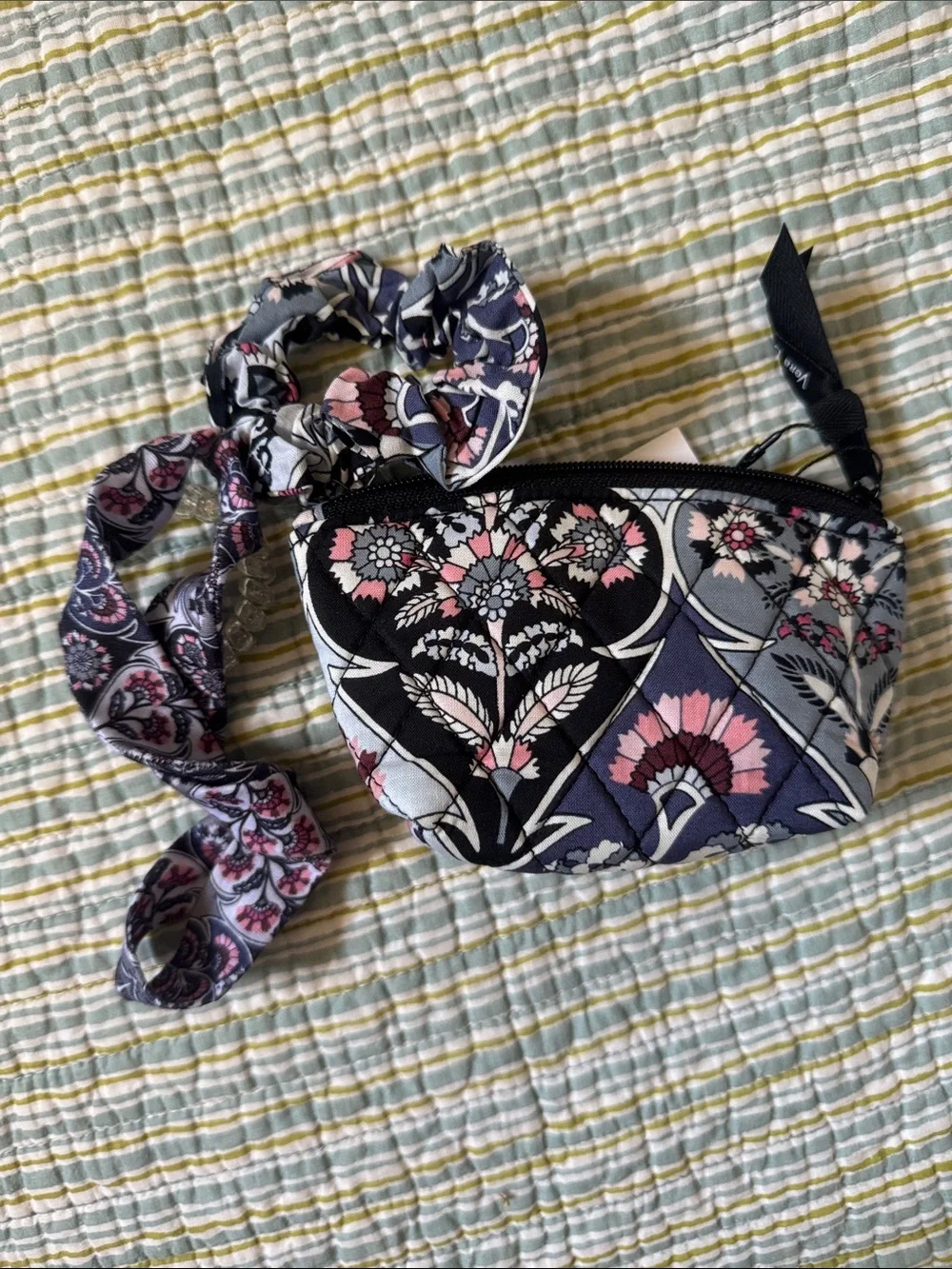 Vera Bradley Quilted Cosmetic Case in Navy, Pink & Gray Floral